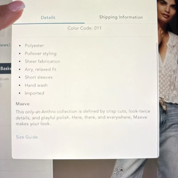 Anthropologie Maeve short sleeve sheer lace babydoll 🤍 - Picture 5 of 6